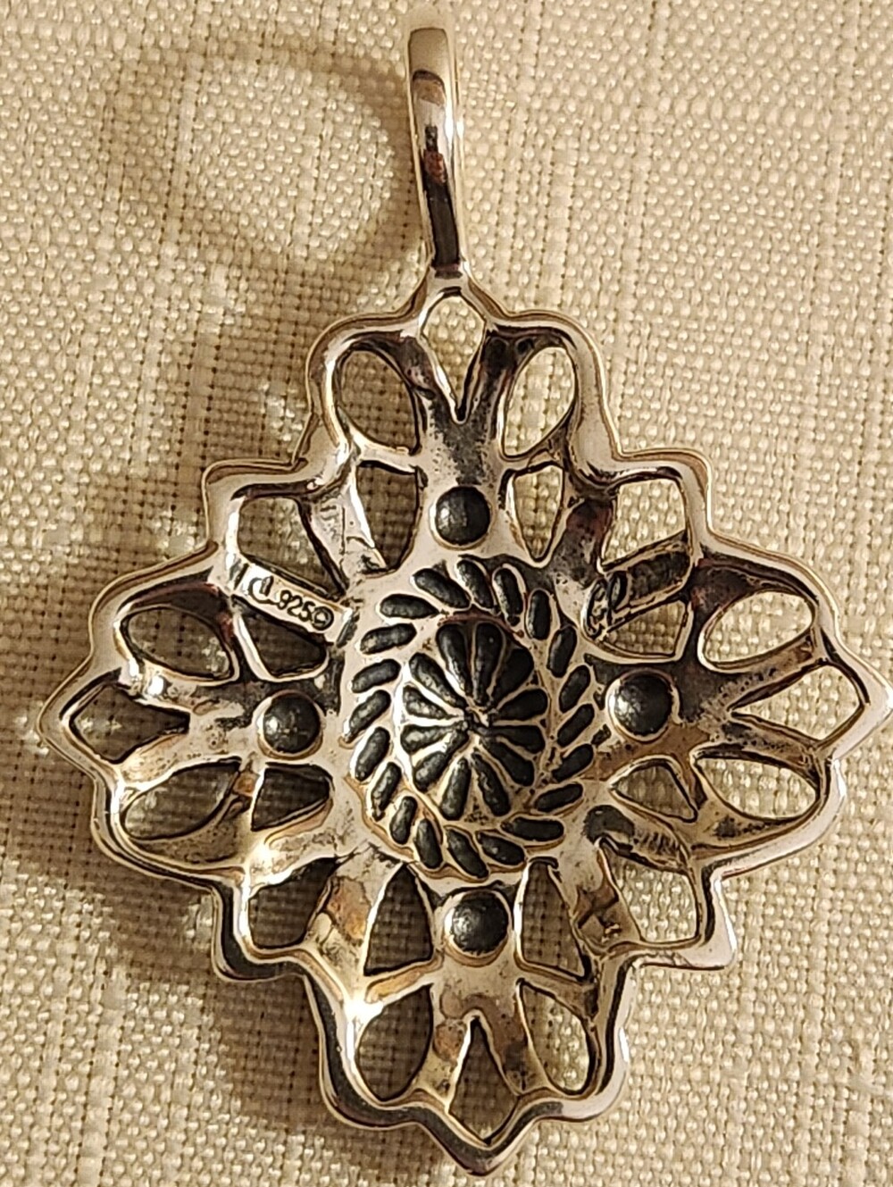 Sterling Silver Floral Filigree Pendant - Picture 5 of 7